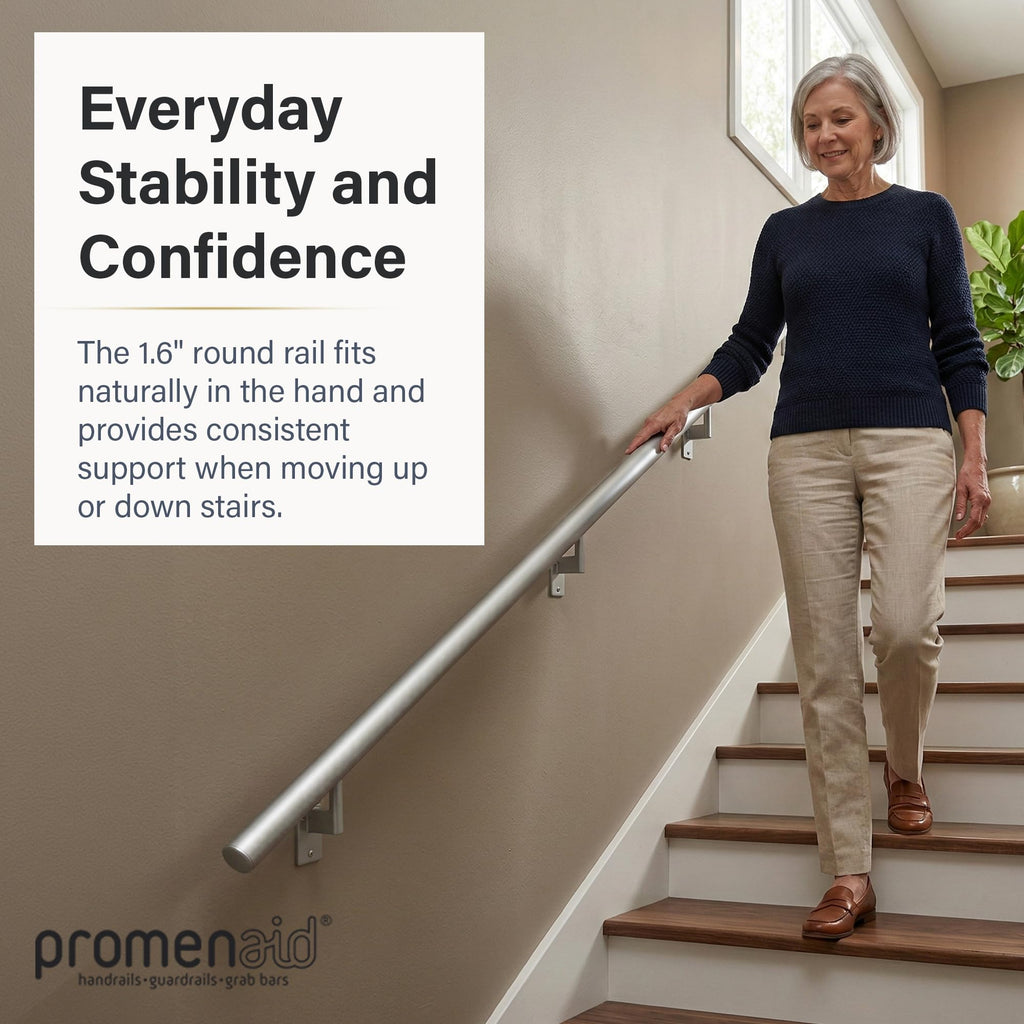 Flush Handrail Kit, 4 ft Stair Handrail, Silver