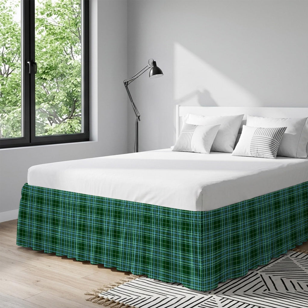 Buffalo Plaid Bed Skirt 16 Inch Drop, Adjustable & Elastic Wrap Around Bed Skirts Pleated Dust Ruffles