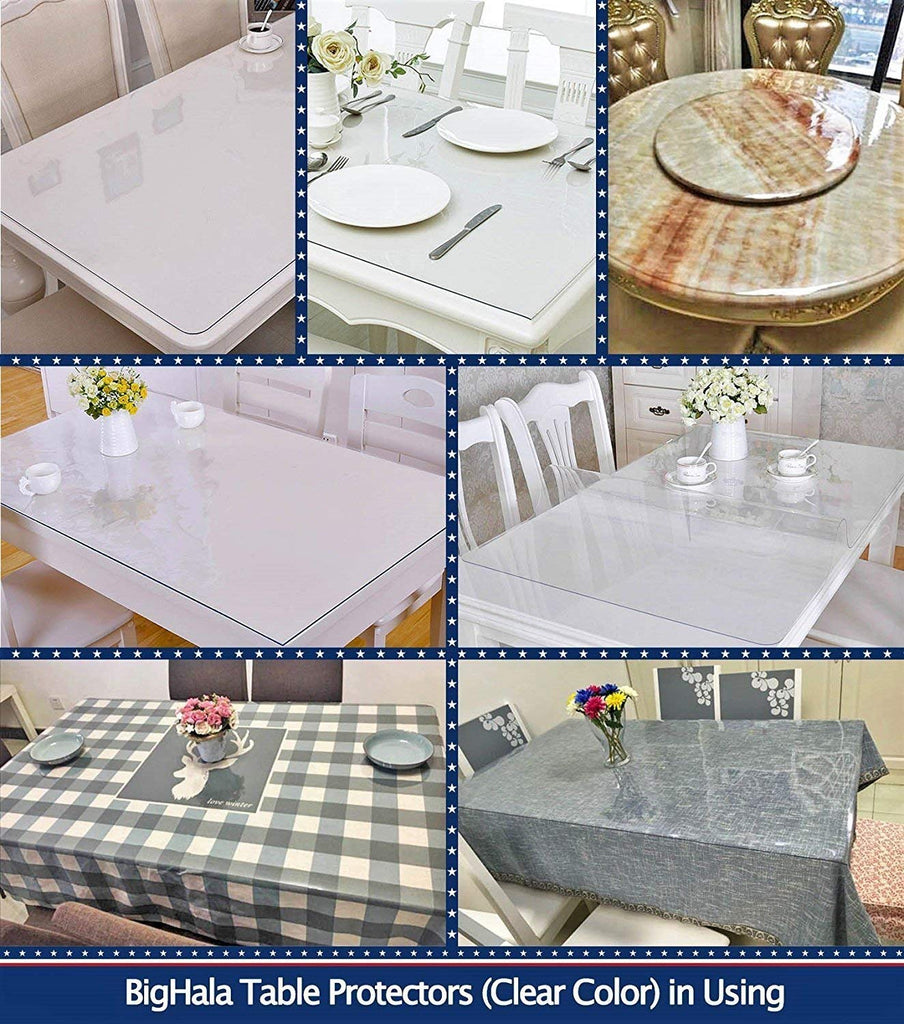Wooden Furniture Table Protector Clear Plastic Wipeable Tablecloth Eco Thick Protective Desk Cover Clear Vinyl Dining