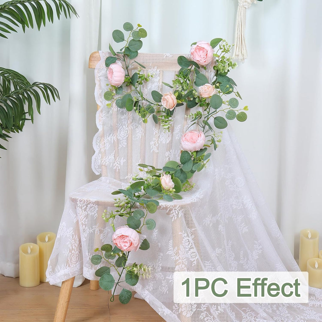 Artificial Eucalyptus Flower Garlands, Light Pink - Set of 4