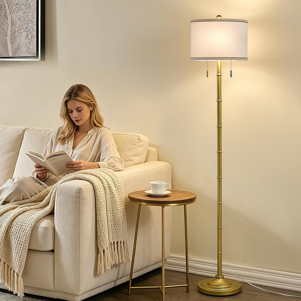 Upgraded Glod Floor Lamp, 9w Bulbs Included, Brass