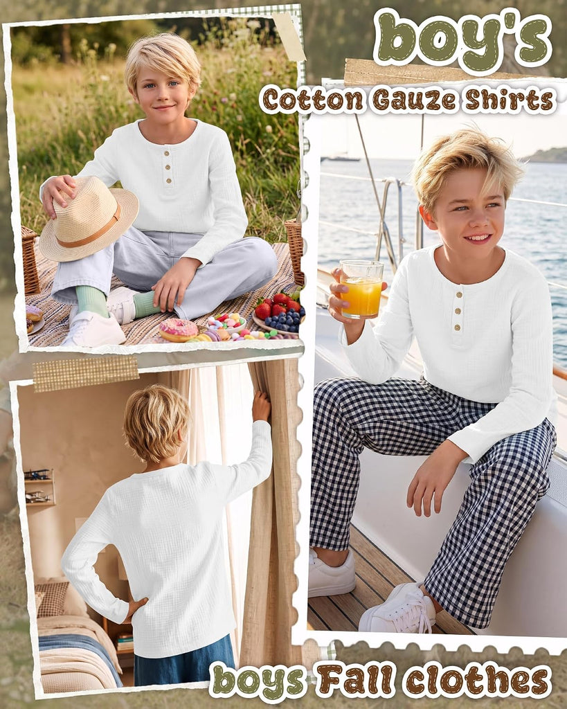 Boy's Long Sleeve Cotton Gauze Shirts