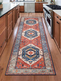 Runner Rug for Hallways, 2'6"x8' Washable Non Slip Boho Kitchen Runner Rug, Vintage Rust Ultra Soft 