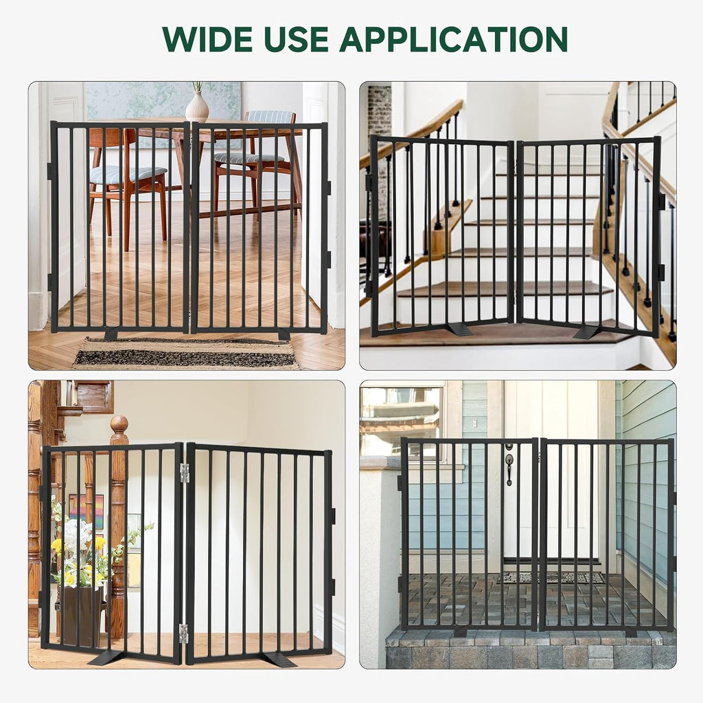 Paw Freestanding Dog Gate, 40" W x 32" H, 2-Panel, Black