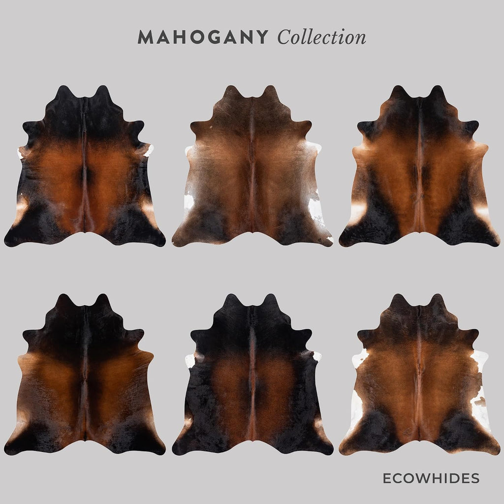 100% Genuine Brazilian Cowhide Rug - Mahogany - Luxury Cowskin Leather Area Rug Décor 7 x 6 feet