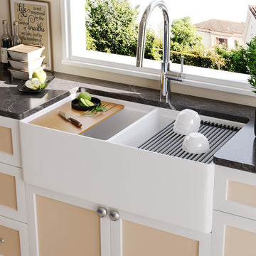Farmhouse Sink Workstation 33 Inch White Apron Front Farm Sink