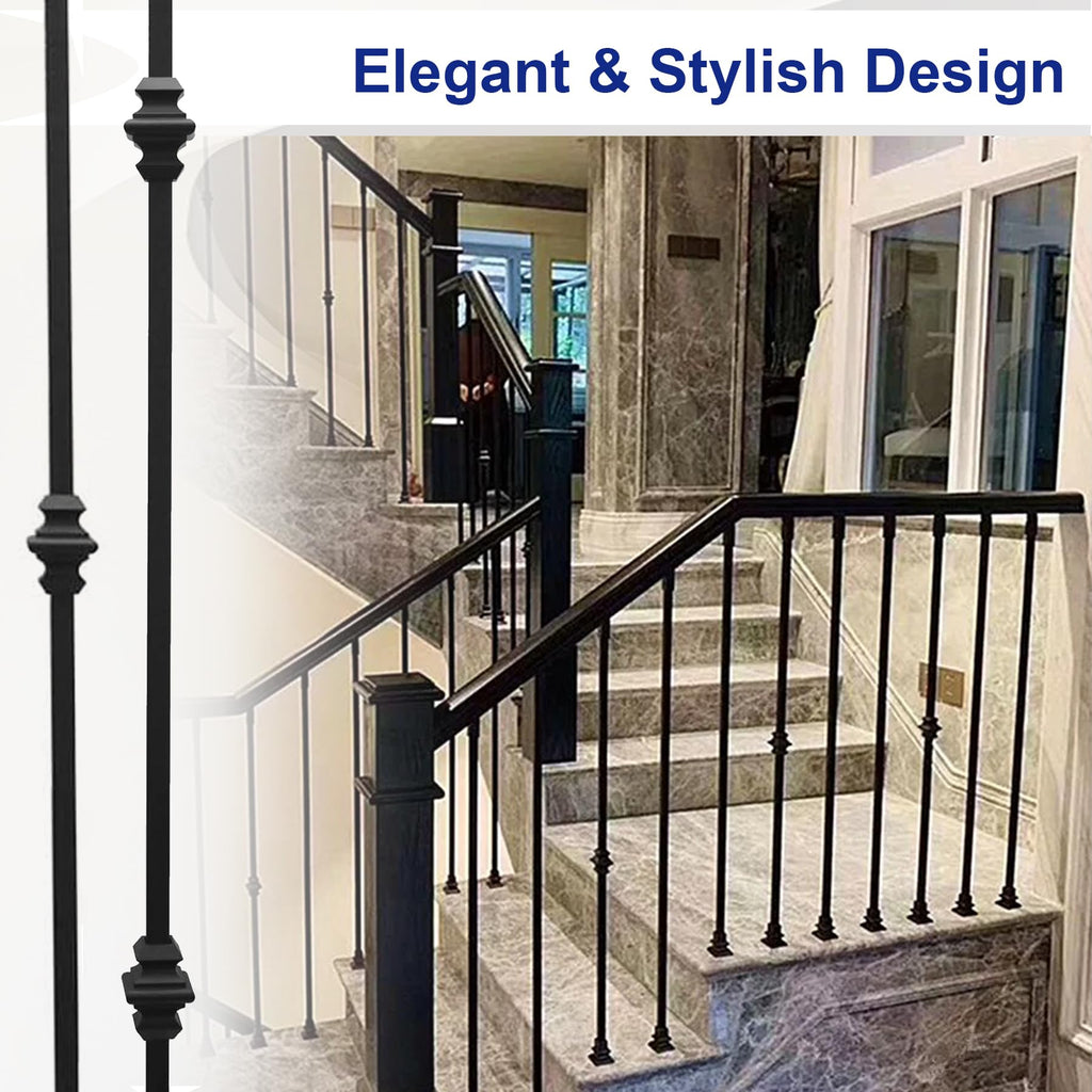 10-Pack Iron Balusters for Staircase Interior, Knuckle Design