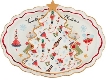 Christmas Nested Platters; tree 9 1/2" x 8" | oblong 9 1/2" x 13 3/4"