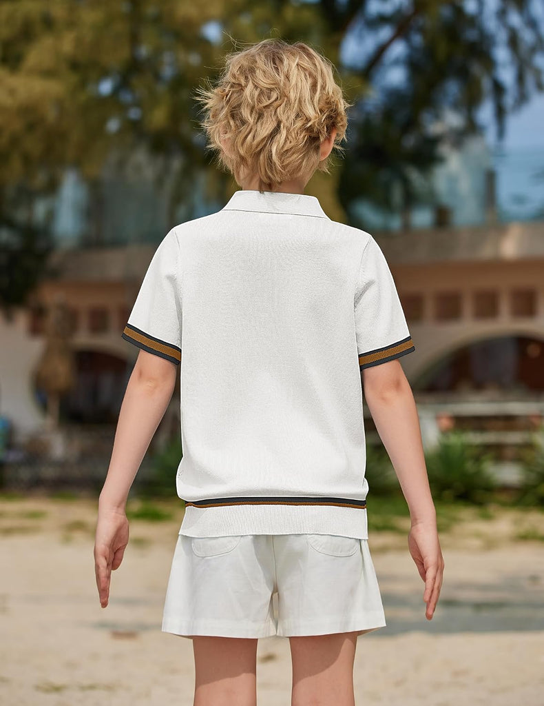 Boys Knit Shirts Short Sleeve Button Down Shirt Summer Beach Shirt