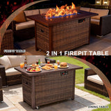 42 Inch Propane Fire Pit Table, 50,000 BTU Outdoor Gas Fire Pits with Removable Lid, 2 in 1 Rectangular Firepit Table for Outside Patio Deck and - Image 3