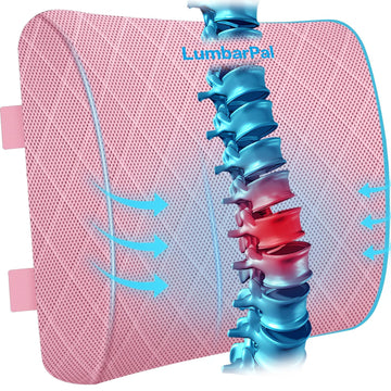 Lumbar Support Pillow Chair, Back Support, Memory Foam, Pink