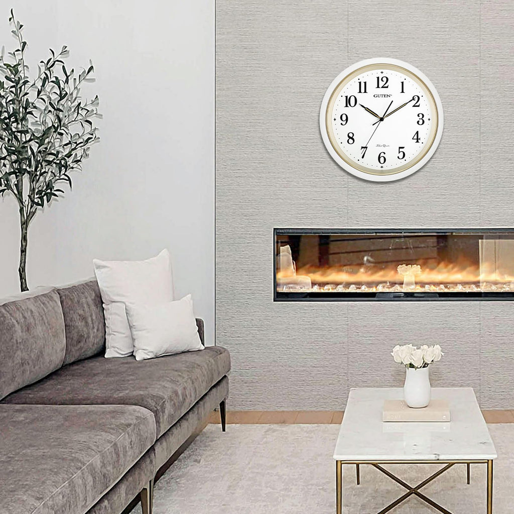 16 Inch Large Silent Non Ticking Wall Clock, Modern Quality Quartz Battery Operated Round Clock, Decorative