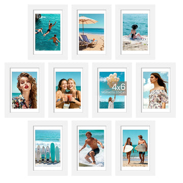 4x6 Picture Frame Set of 10, Display Pictures 3.5x5 with Mat or 4x6 Without, Multi Photo Frames Collage for Wall or