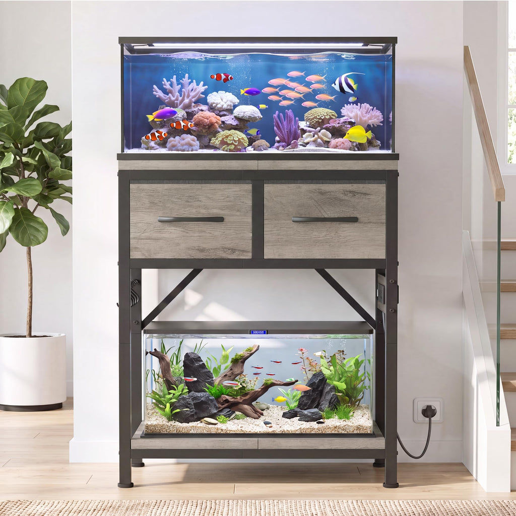 10-20 Gallon Fish Tank Stand with Power Outlets & Storage