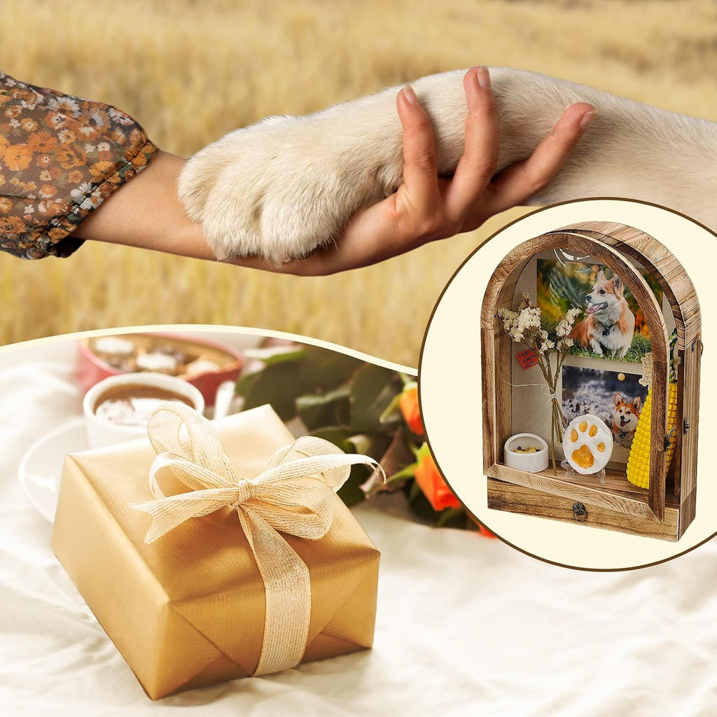 Pet Memorial Shadow Box, Arch Wooden Keepsake Display