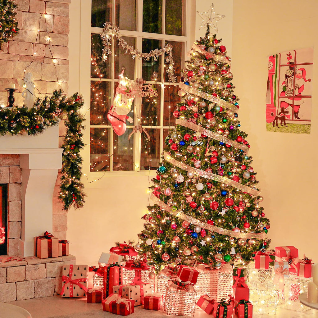 7.5ft Artificial Prelit Christmas Tree with 450 Multicolor LEDs