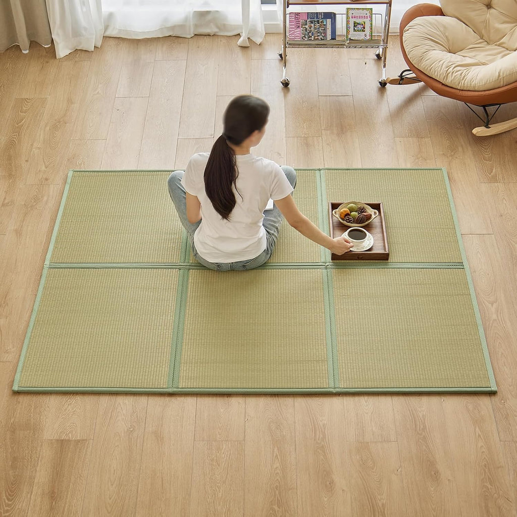 Rush Grass Floor Tatami Mat, Queen, 79" x 59" x 0.5"