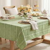 Sage Green Cotton Blend Tablecloth 60×84 Inch Rectangular, Farmhouse Style, Wrinkle Resistant Washab