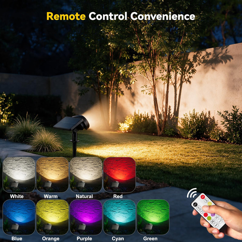 Solar Spot Lights Outdoor Waterproof IP68,RGB Spotlights with Remote,6-Pack