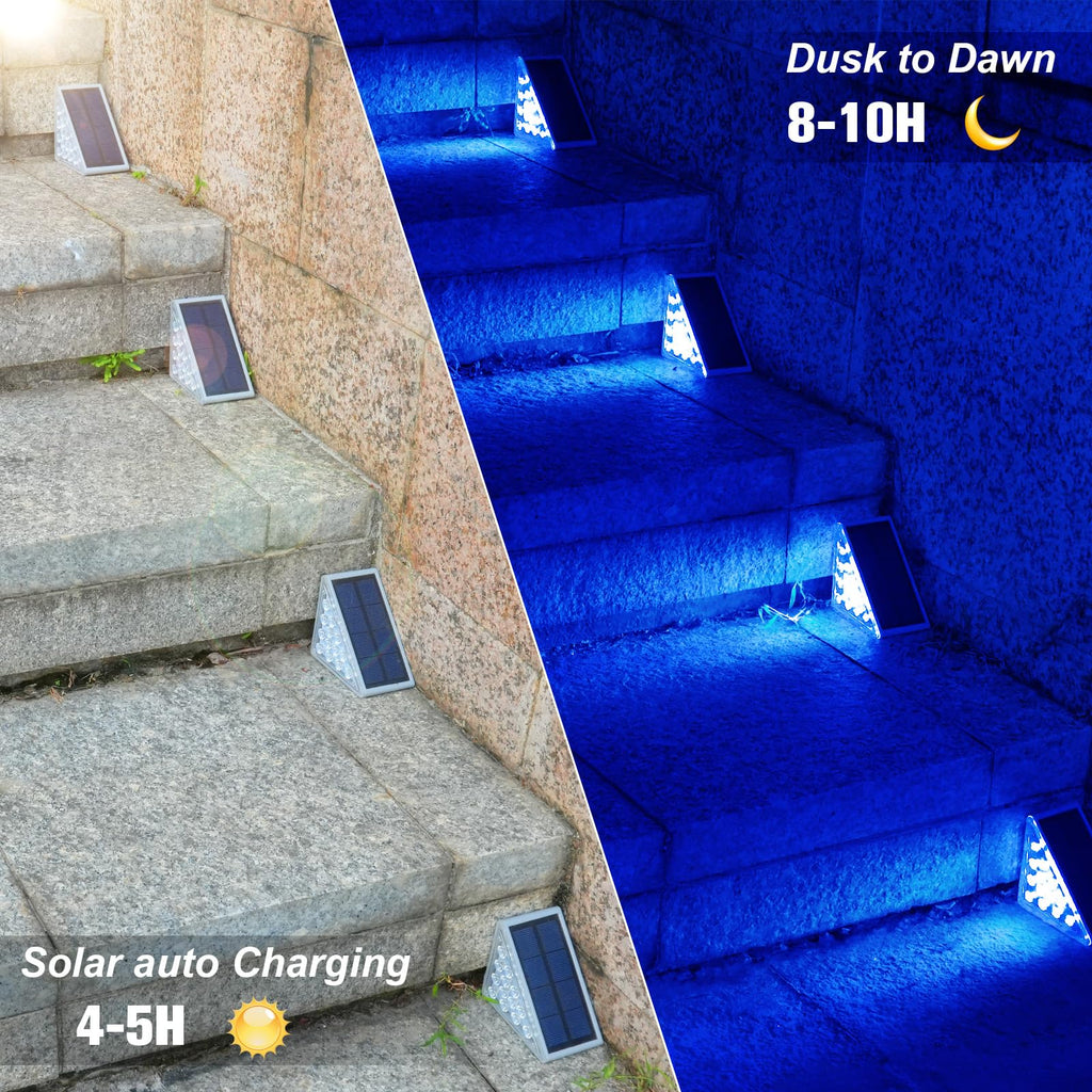 Solar Stair Lights 8 Pack, Solar Step Lights Outdoor Waterproof