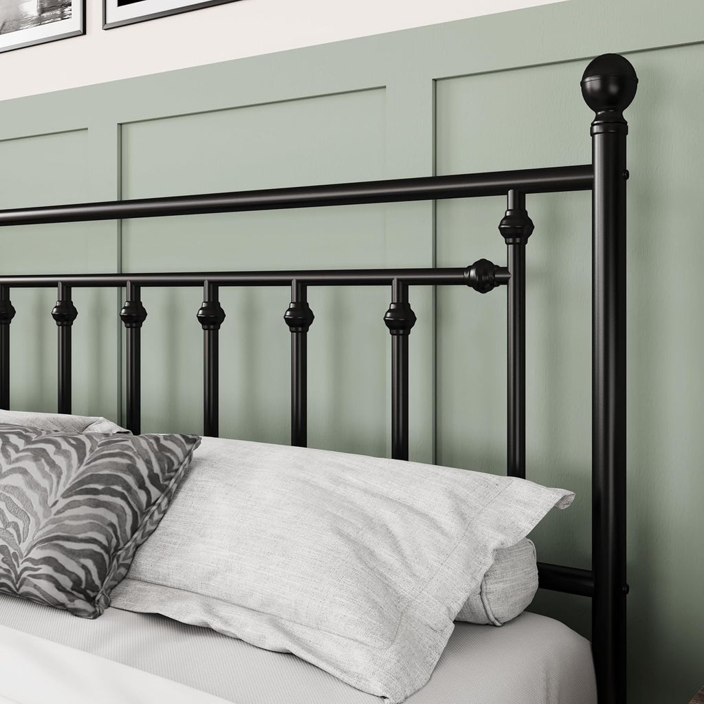 14 Inch King Metal Platform Bed Frame with Victorian Vintage Headboard and Footboard/Mattress Foundation/Under Bed