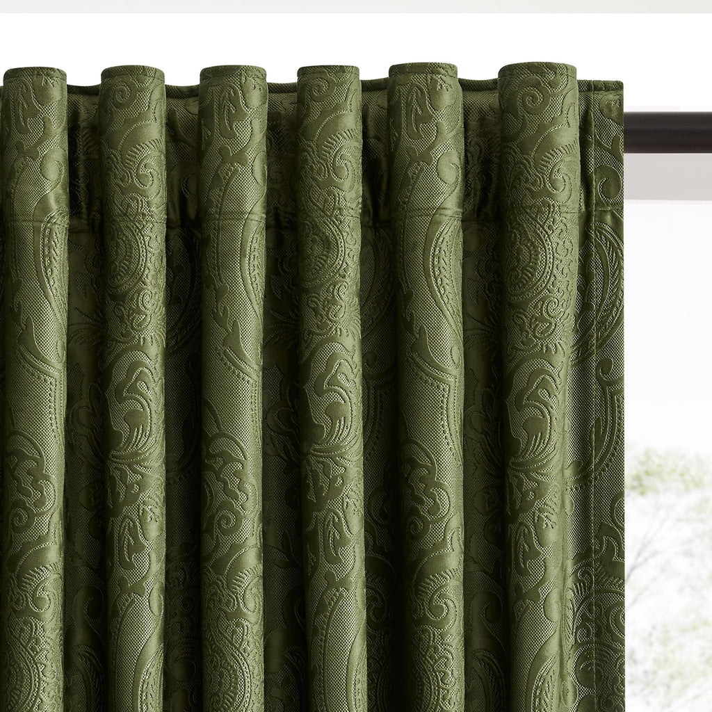 Green Velvet Curtains 84 Inch 2 Panels