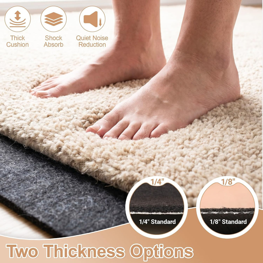 5 x 7 Ft 1/8" Thick Felt Rubber Dual Surface Rug Pad, Waterproof Non Slip Rug Padding for Vinyl Plank, Laminate &