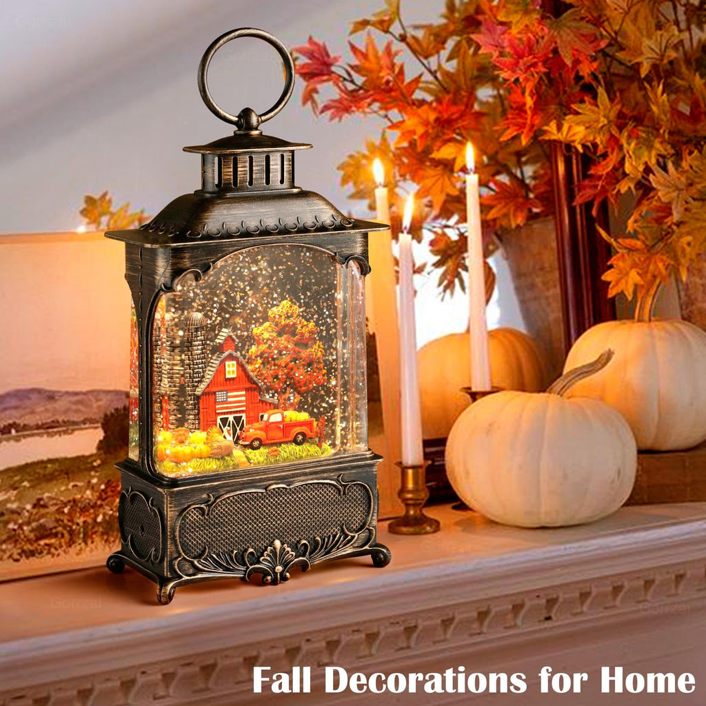 Fall Snow Globe Lantern Red Truck Fall Decorations