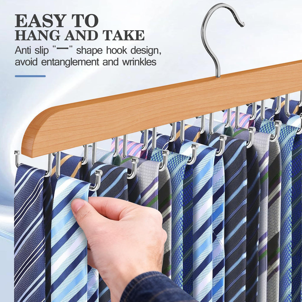 Tie Rack Hanger for Closet, 2 Blet Organizer for Men with 20 Foldable Hooks
