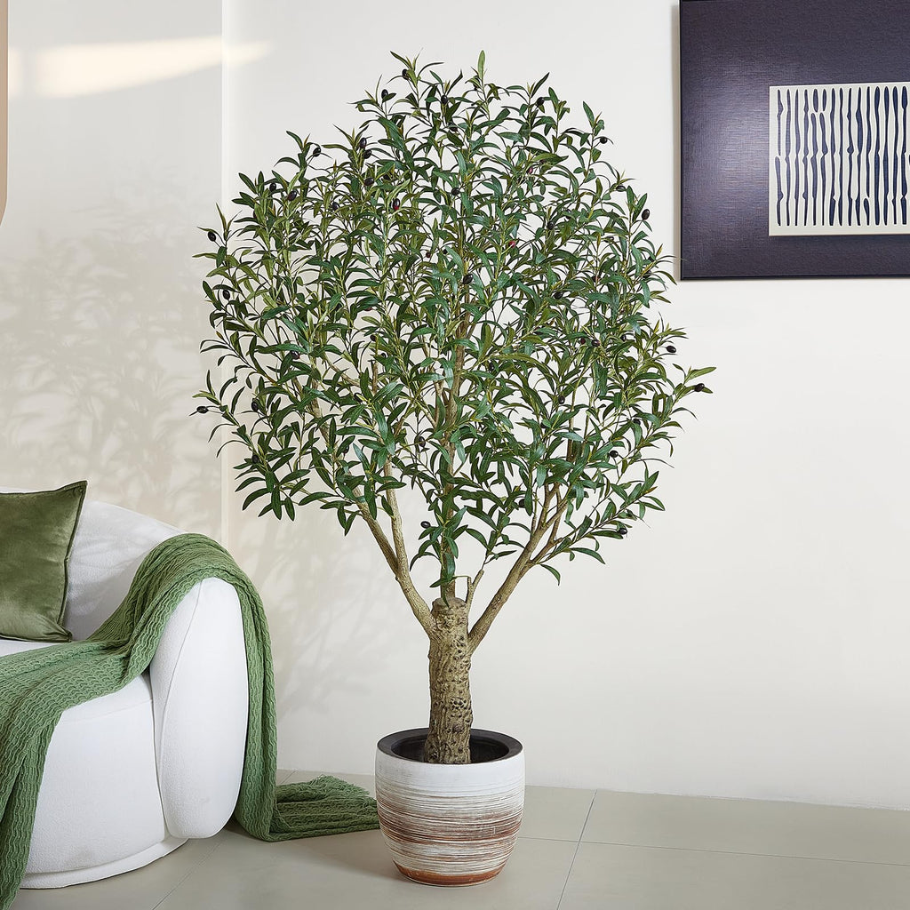 6FT UV-Resistant Artificial Olive Tree with Thick Trunk