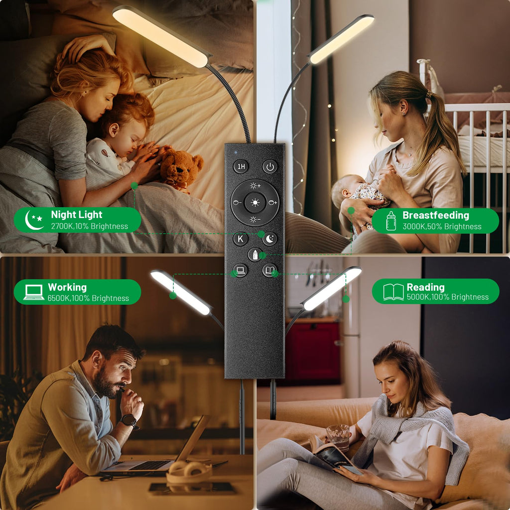Dimmable LED Floor Lamp, Super Bright Reading Lamps Floor Standing lamp with Remote & Touch Control, Stepless Dimming