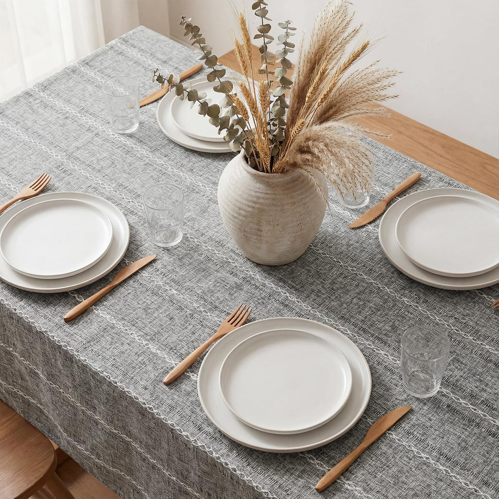 Grey Rectangular Tablecloth, 60×140 Inch, Farmhouse Decor