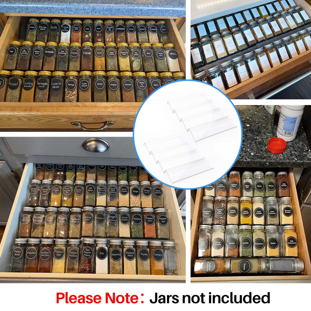 Clear Spice Drawer Organizer, 4 Tier - 2 Set Acrylic Seasoning Rack
