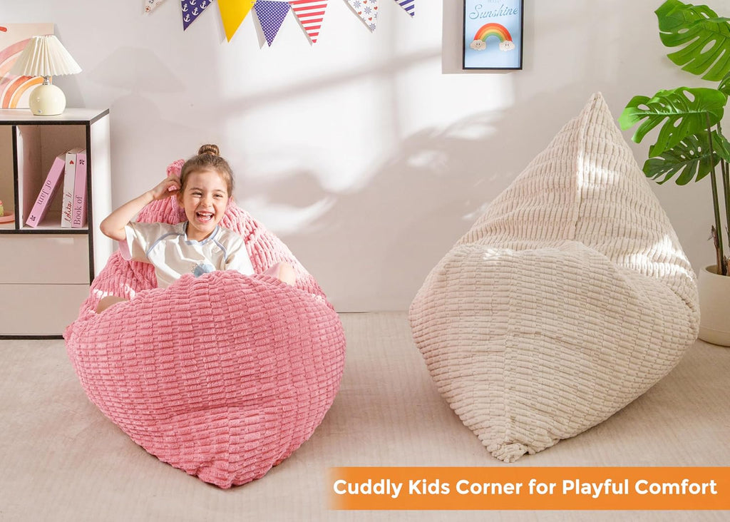 Kids Bean Bag Chair, 3 in 1 Convertible Bean Bag Sofa with Removable Cover for Children, Soft Floor Lounger