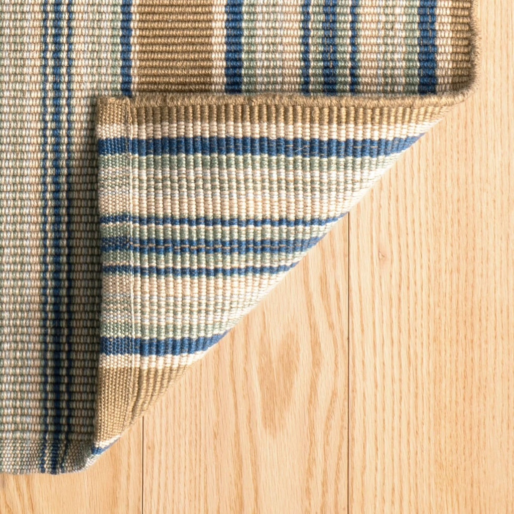 Heron Blue Striped Handwoven Rug