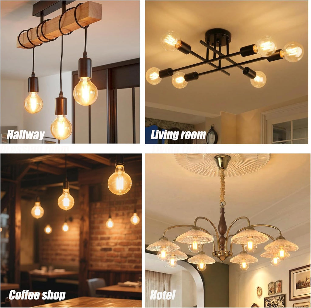 G25 Globe Edison Light Bulbs 8W 1000LM(100W Incandescent E26 dimmable Vintage Round LED Vanity Light Bulb Bedroom