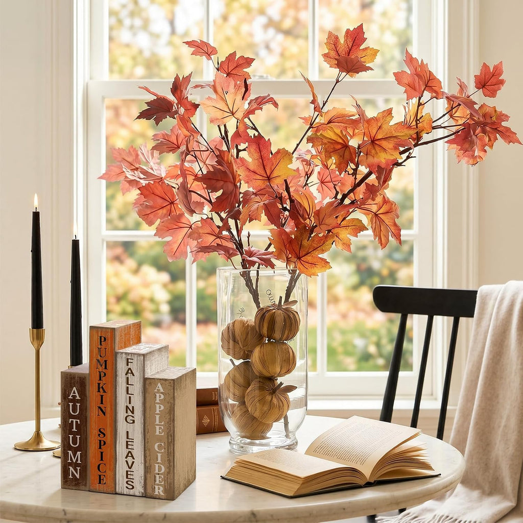 Fall Table Decoration Wooden Book Sign,Pumpkin - Set of 4