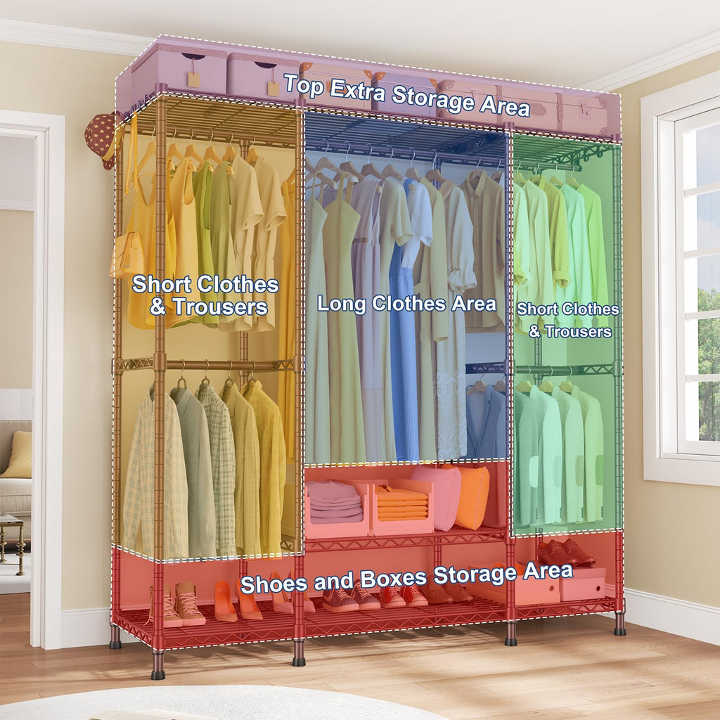 E3 Heavy Duty Garment Rack 4-Tier Freestanding Closet Organizer System