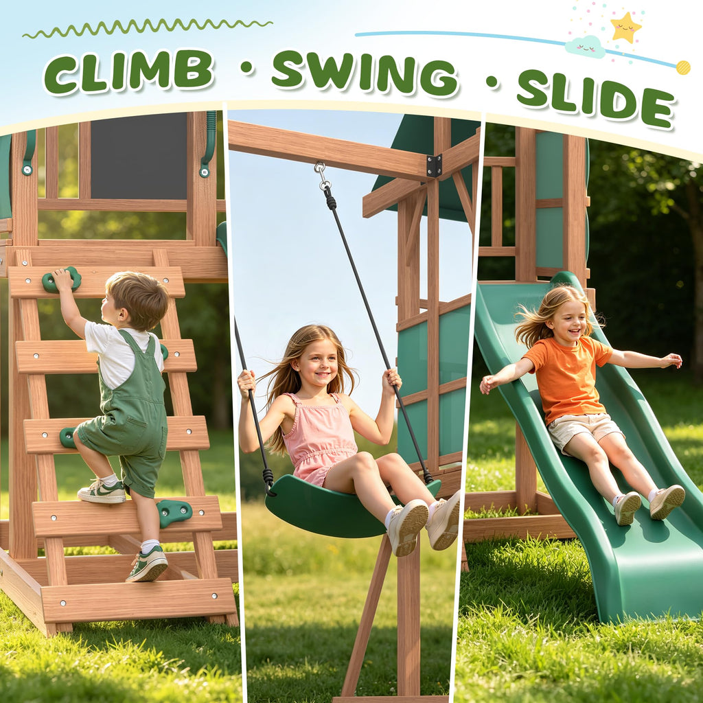 6-in-1 Wooden Swing Set