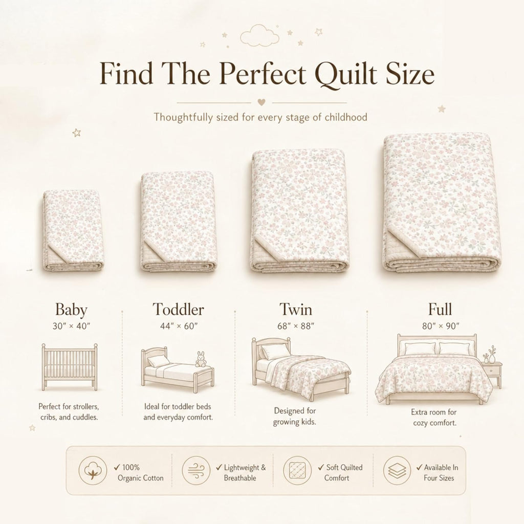 Organic Baby Comforter GOTS Certified Organic Kids Blanket Cotton Infill Tufted - Reversible Ultra Soft Breathable