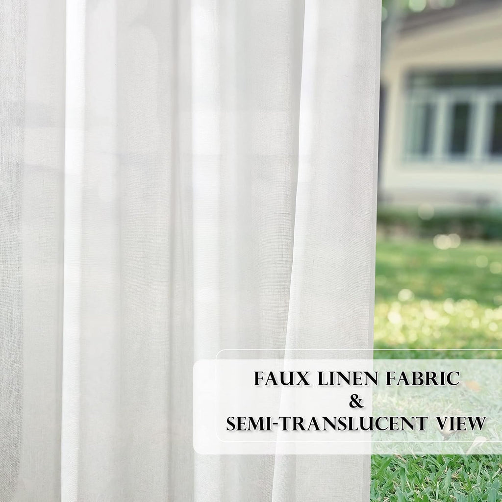 2 Panels Outdoor Curtains Waterproof Privacy Linen | Light Filtering, Grommet Top, Durable Fabric, Drapes for Porch