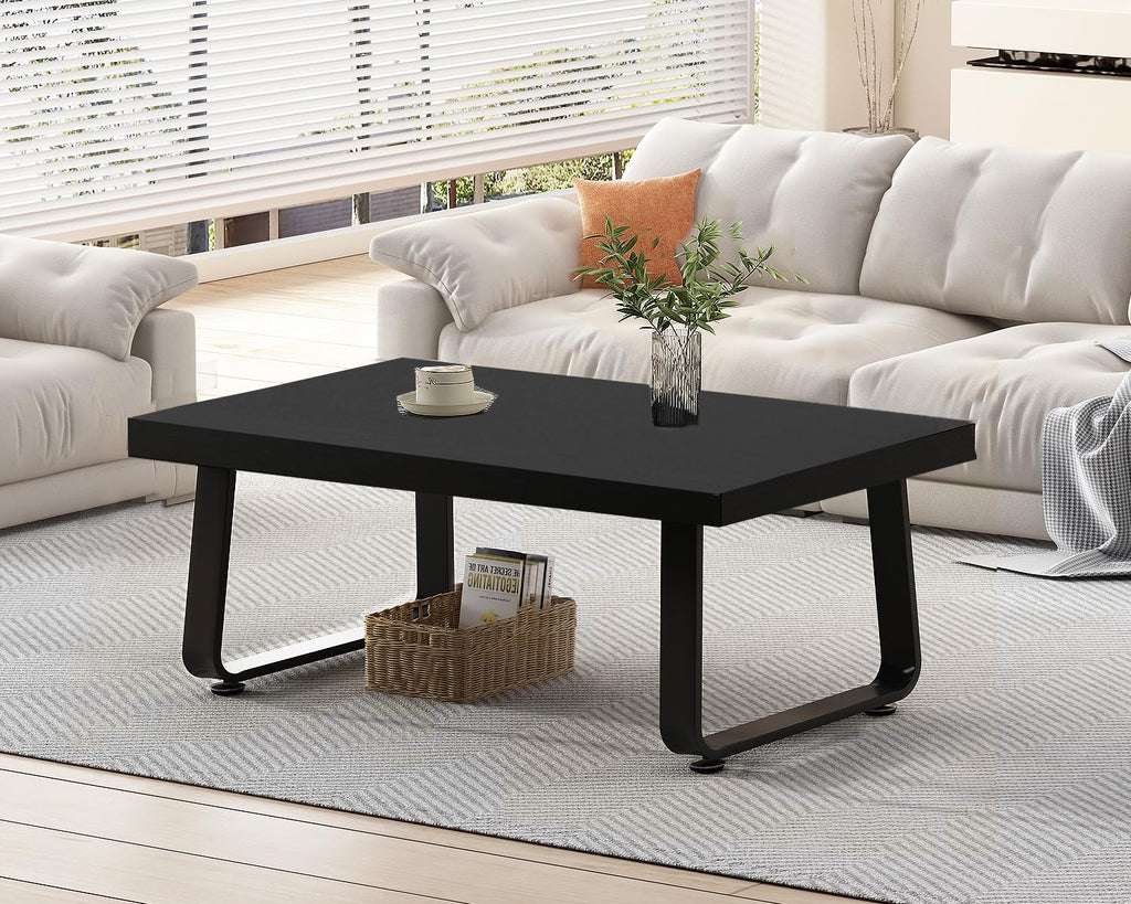 39" Wood Rectangle Coffee Table, Black Oak