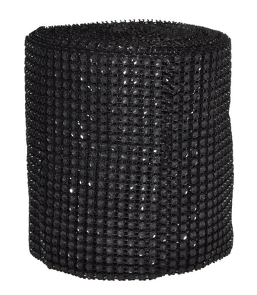 4.75 in Black Bling Wrap Rhinestone Mesh Ribbon