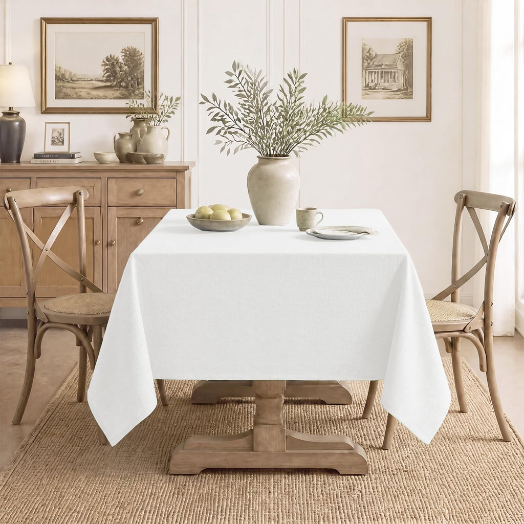 Rectangle 8 Feet Tablecloth 60x120 inch Linen Textured Table Cloth Stain and Wrinkle Resistant Washable Polyester