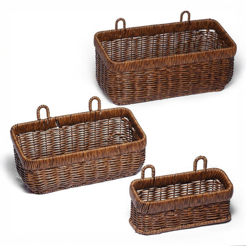 Hanging Baskets, Handmade Wicker Style Wall Basket w/Hooks