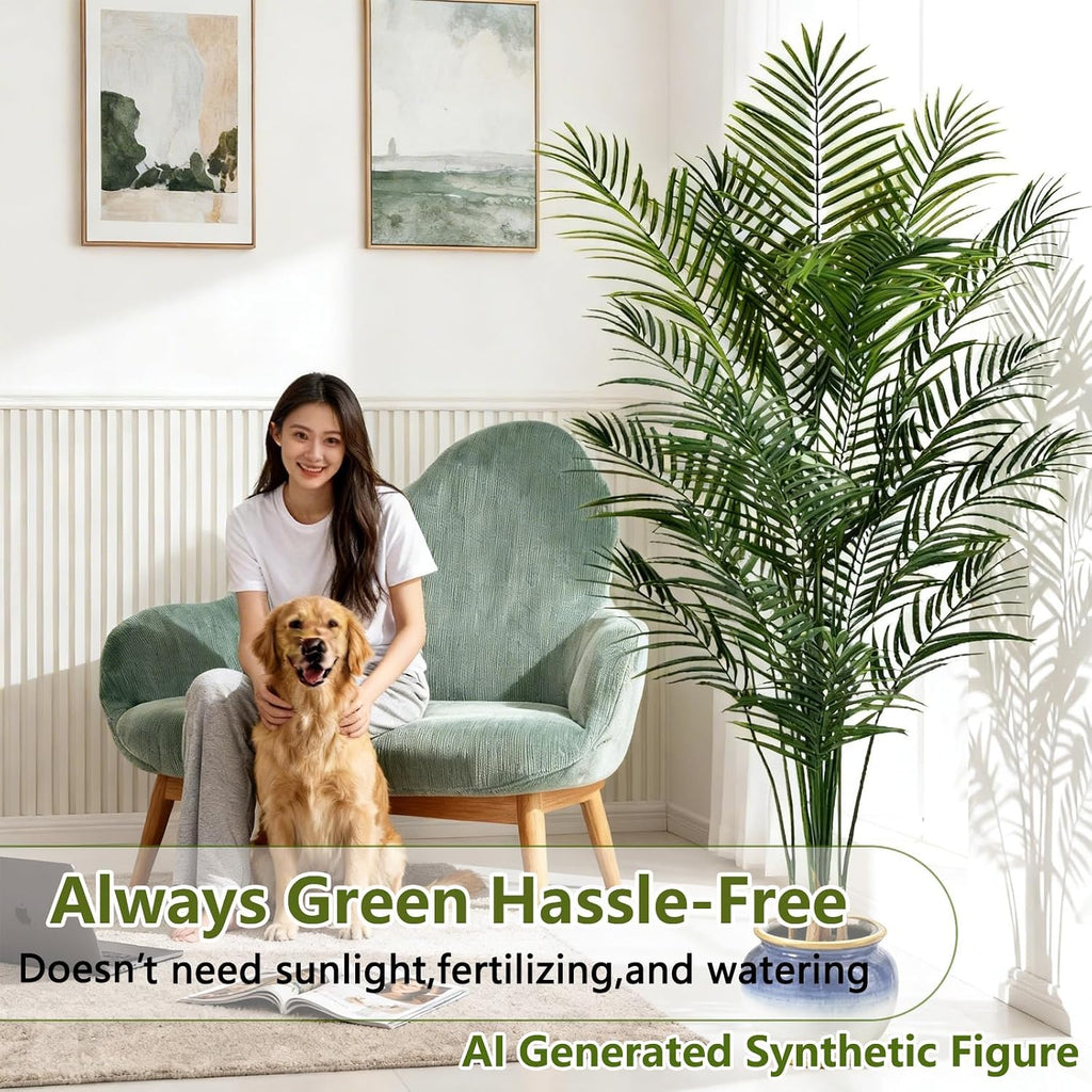 6ft Artificial Palm Tree Indoor, Large Fake Tropical Areca Palm with 18 Trunks, Tall Faux Floor Plants Living Rooms