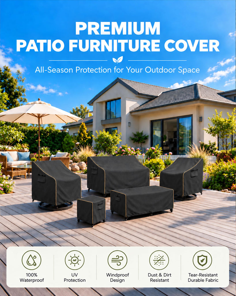 Patio 3-Seater Sofa Cover, Outdoor Couch Cover Fits up to 79W x 38D x 35H Inches, 100% Waterproof Heavy Duty Patio