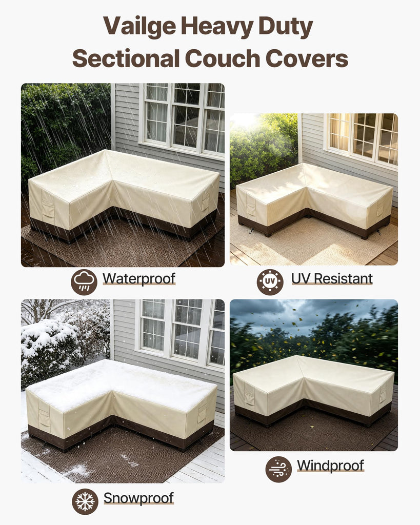 Outdoor Sectional Cover L-Shaped & Patio Furniture Covers Waterproof