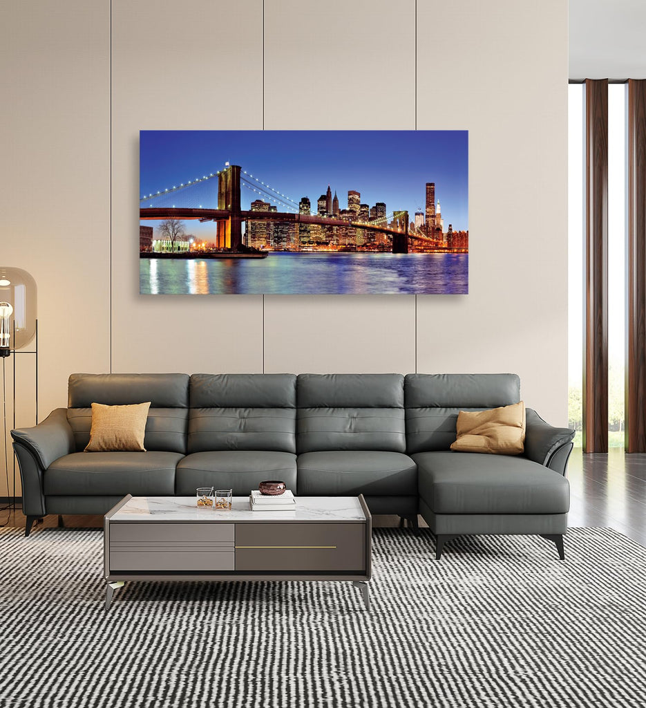 Brooklyn Bridge Wall NYC Skyline Night View Canvas Print Decor