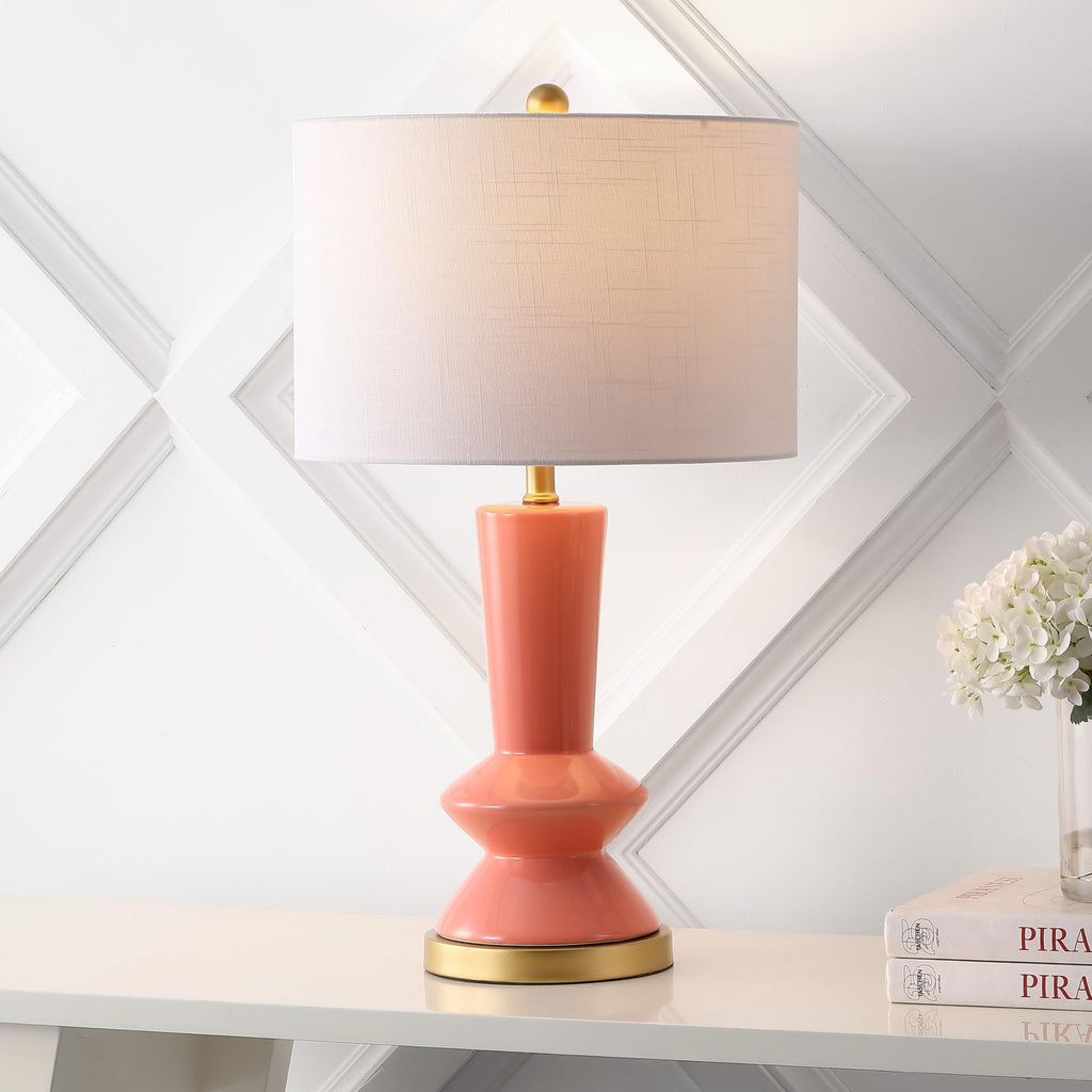 Ziggy 27" Modern Ceramic Metal Table Lamp, Coral/Gold Painting